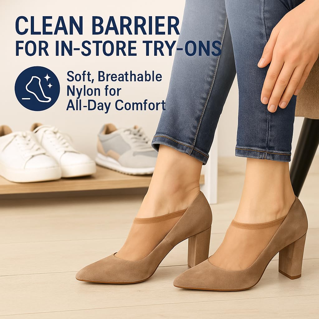 Leather Hero Disposable Try On Socks - Tan Footies for Women, 72 Pairs/144 Pieces