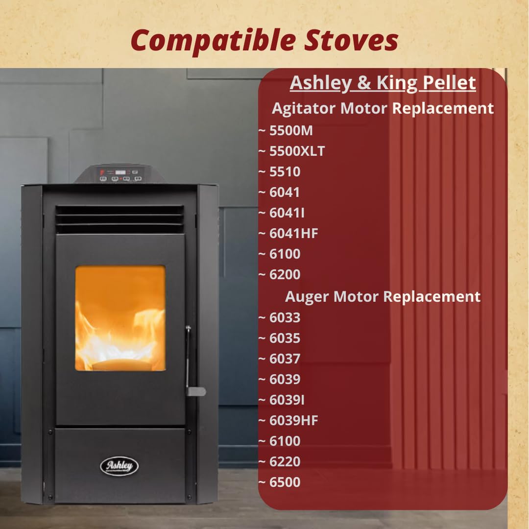 King Ashley 80488 Auger Feed Motor Fits 5500 5502 5510 AP 5770 AP5790 American Harvest 6033 6035 6037 6039 6041 Vogelzang VG5790 VG5770 1 RPM W/Hole Counter Clockwise 80457