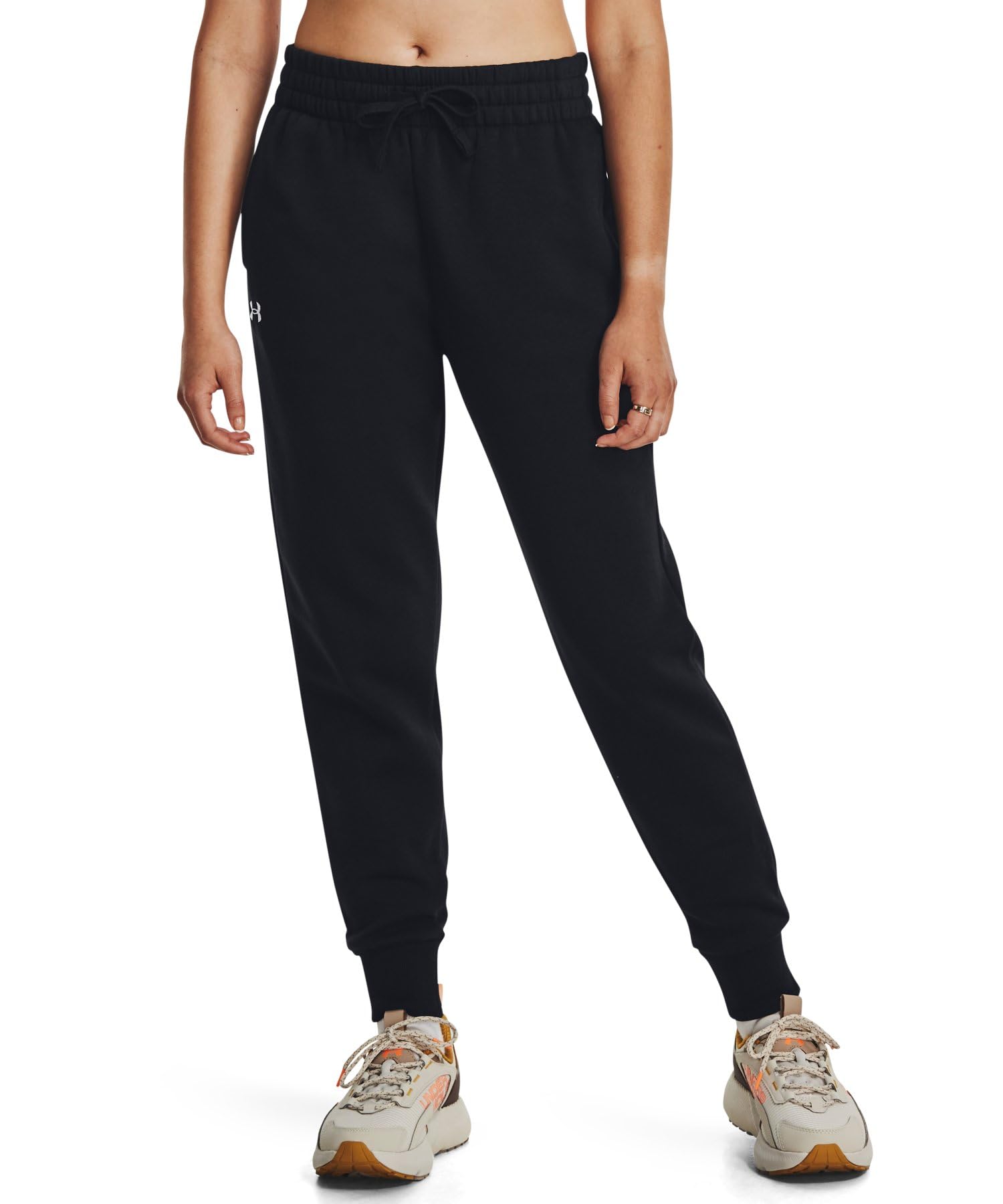 Under Armour Womens Rival Fleece Joggers, (001) Black / / White, Small