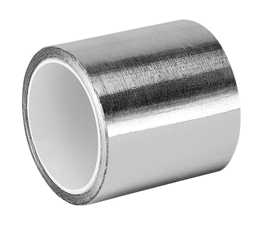 3M 427 Shiny Silver Aluminum/Acrylic Adhesive Tape Linered Aluminum Foil Tape, 4" Width x 5yd Length (1 roll)