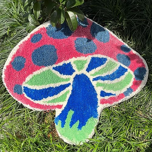 Cute Mushroom Bath Mat for Bathroom Soft Blue Pink Mushroom Non-Slip Bath Rugs Machine Washable Door Carpet (Blue Pink Mushroom 27" L x 24")