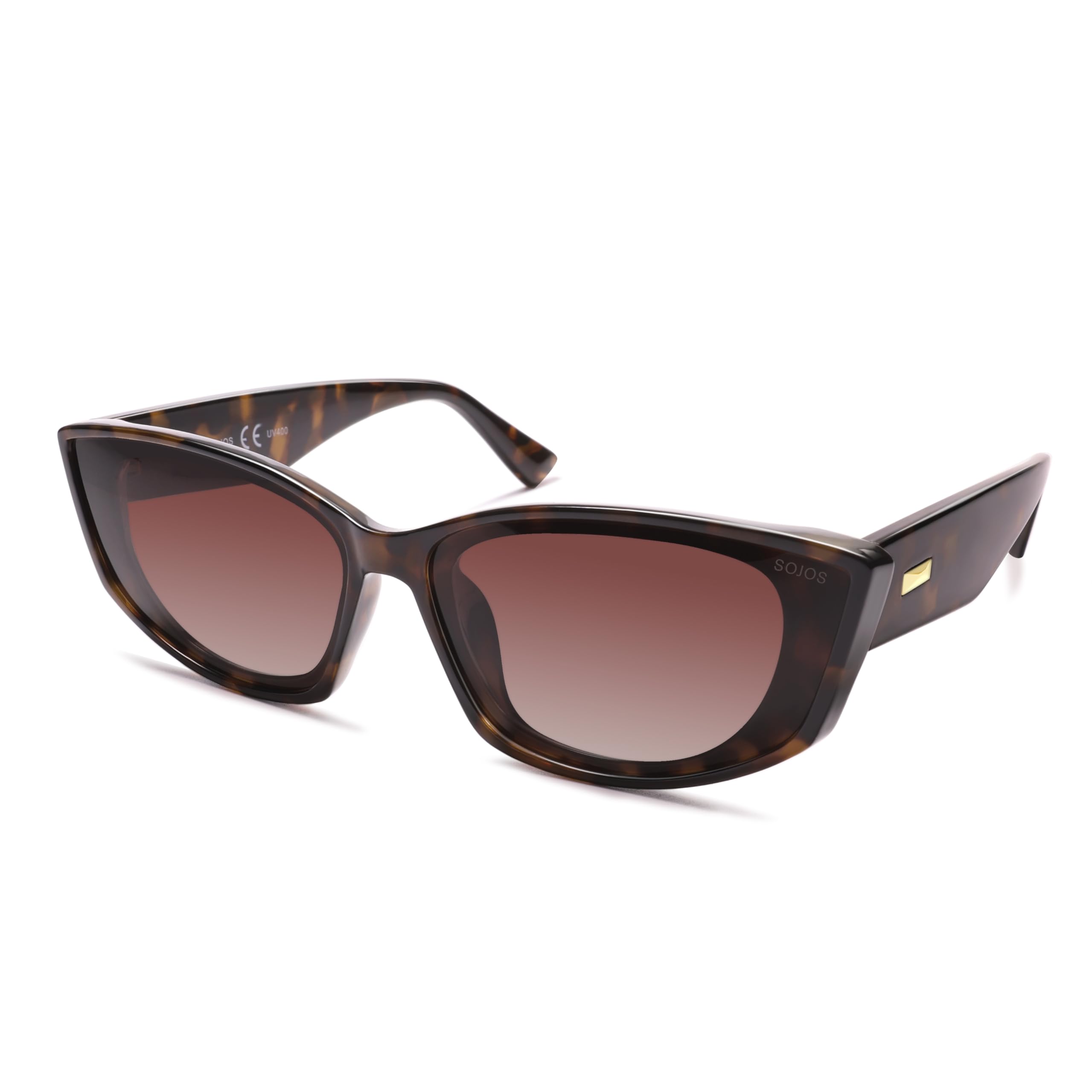 SOJOS Retro Cat Eye Polarized Sunglasses for Women Designer Inspired Sunnies UV400 Protection SJ2607 Tortoise/Gradient Pink