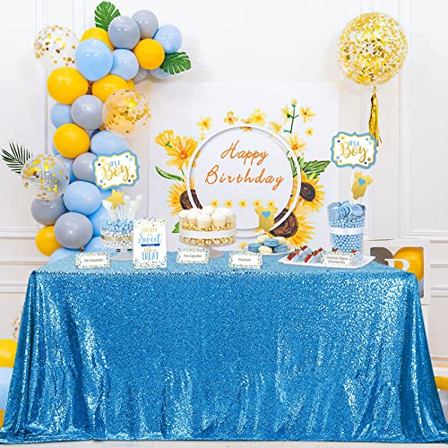 QueenDream Iridescent White Sequin Tablecloth 60 x102 Inch Mermaid Rectangle Tablecloth Overlay for Wedding Birthday Parties Decorations