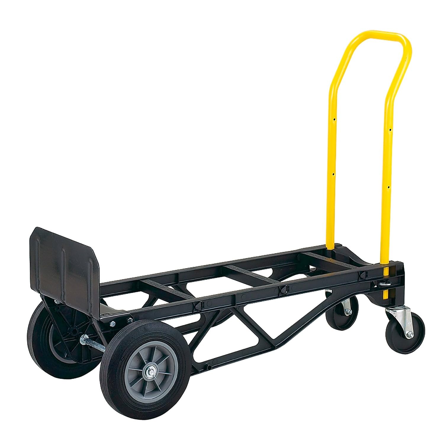 Harper Trucks PGDY8635P 700 lb Capacity Glass Filled Nylon Convertible Hand Truck and Dolly with 10" Flat-Free Solid Rubber Wheels,Black with Yellow Handle