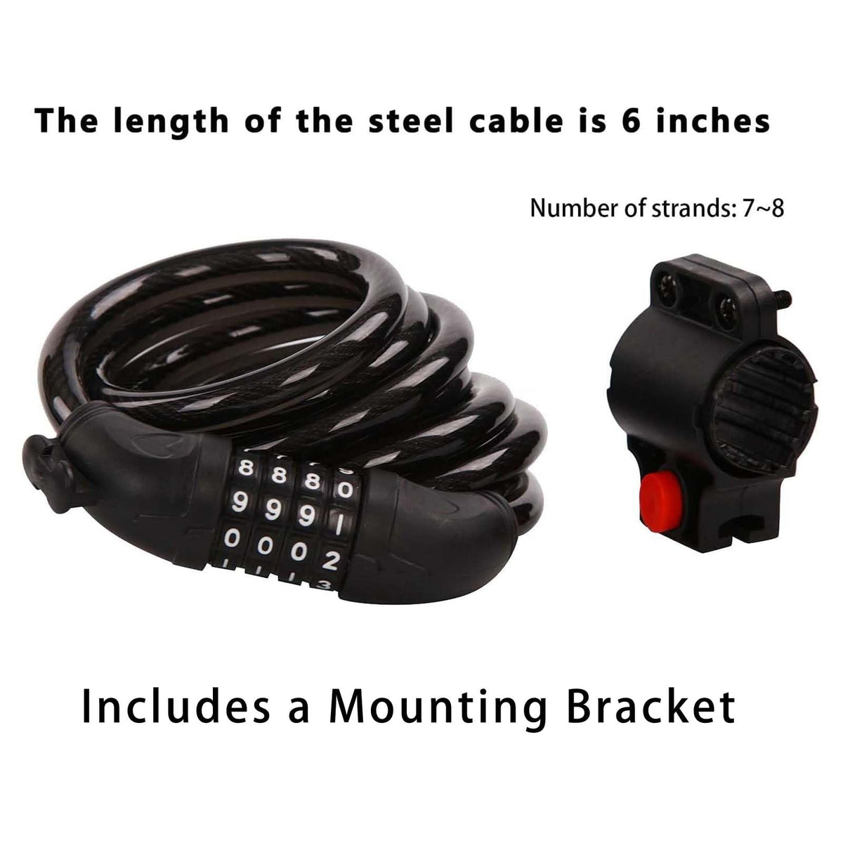 SEPOX® 2Pcs Pack 6FT Extra Long Cable Combination Bike Locks, 4 Digits Retractable Security Lock, 12mm Heavy Duty Anti Theft Anti Rust Cable for Bicycle, Scooter, Gate, Outdoor Equipment, Weatherproof