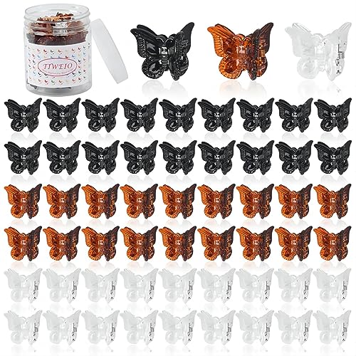50Pcs Tiweio Butterfly Hair Accessories, Small Pastel Cute 90s Claw Clips for Women and Girls, 12 Assorted Gradient Colors with Box
