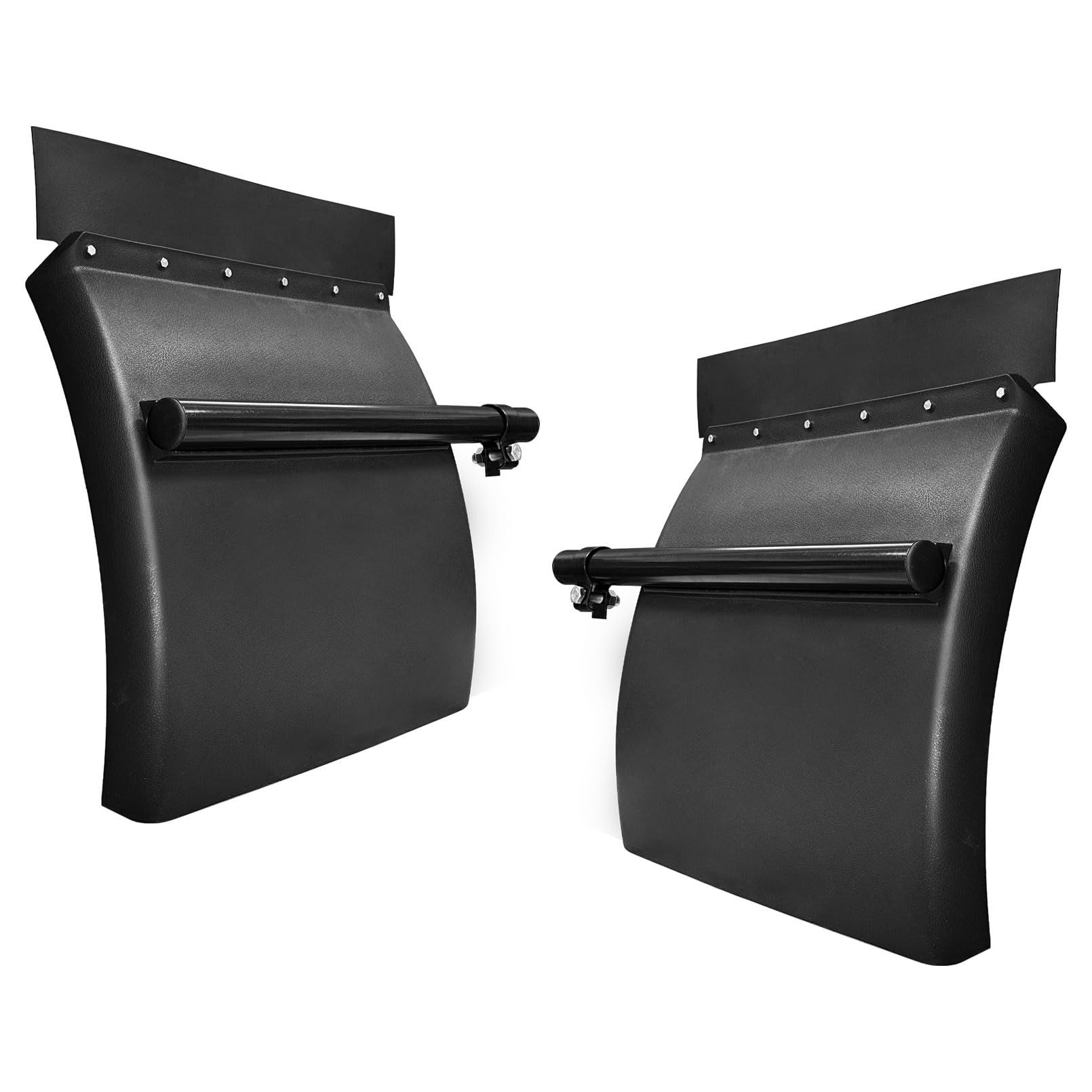 Grandroad Auto Poly Quarter Fenders for Semi Truck, 24" x 24" Black Plastic Quarter Fenders Set with Tube Bracket and Mounting Hardware, Fit for Freightliner, Kenworth, Volvo, Peterbilt,etc. 1 Pair