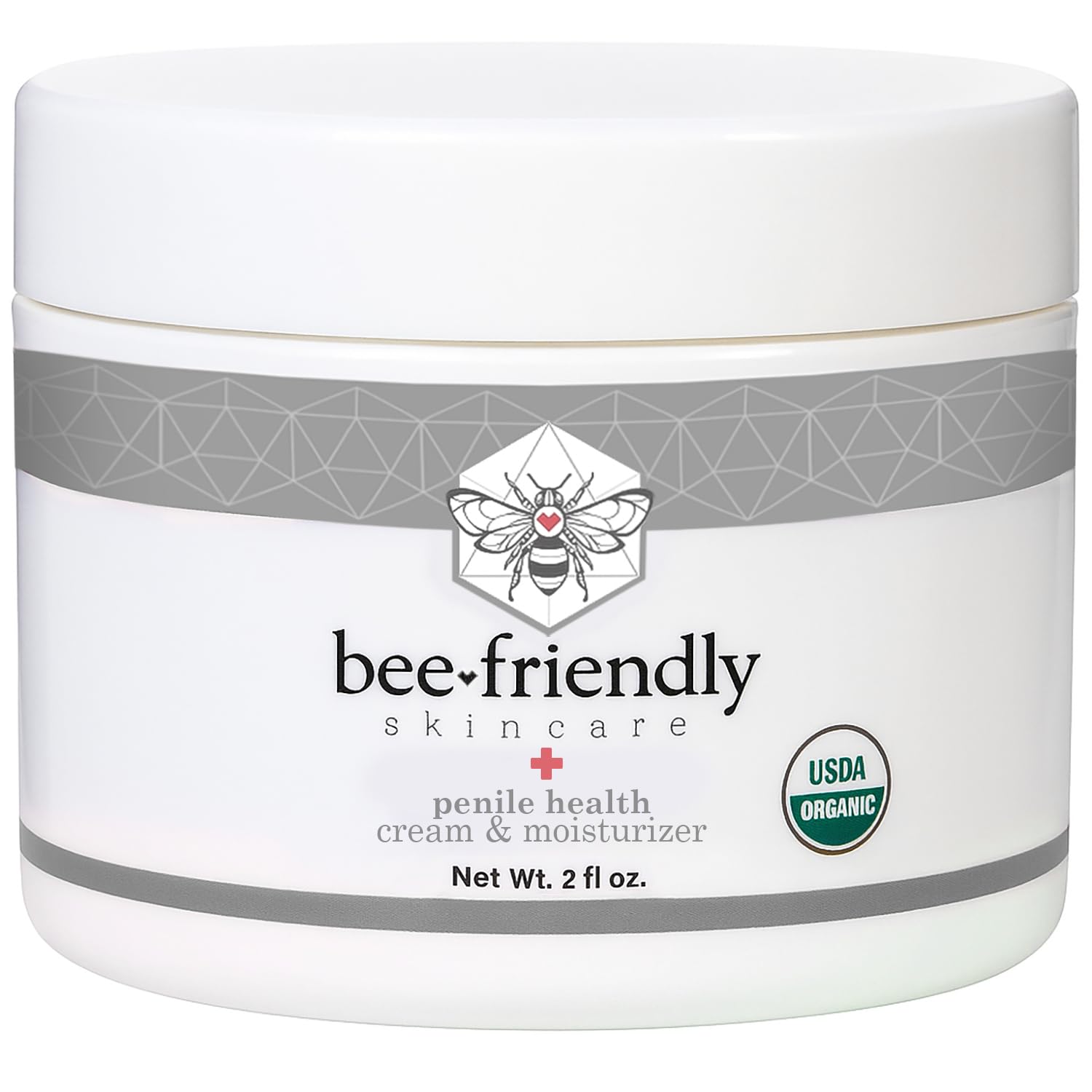 BeeFriendly Organic Penile Health Creme, USDA Certified Cream, Natural Moisturizer Aids With Dry, Chafed, Itchy, Irritated & Sensitive Male Intimate Area Skin 2 oz