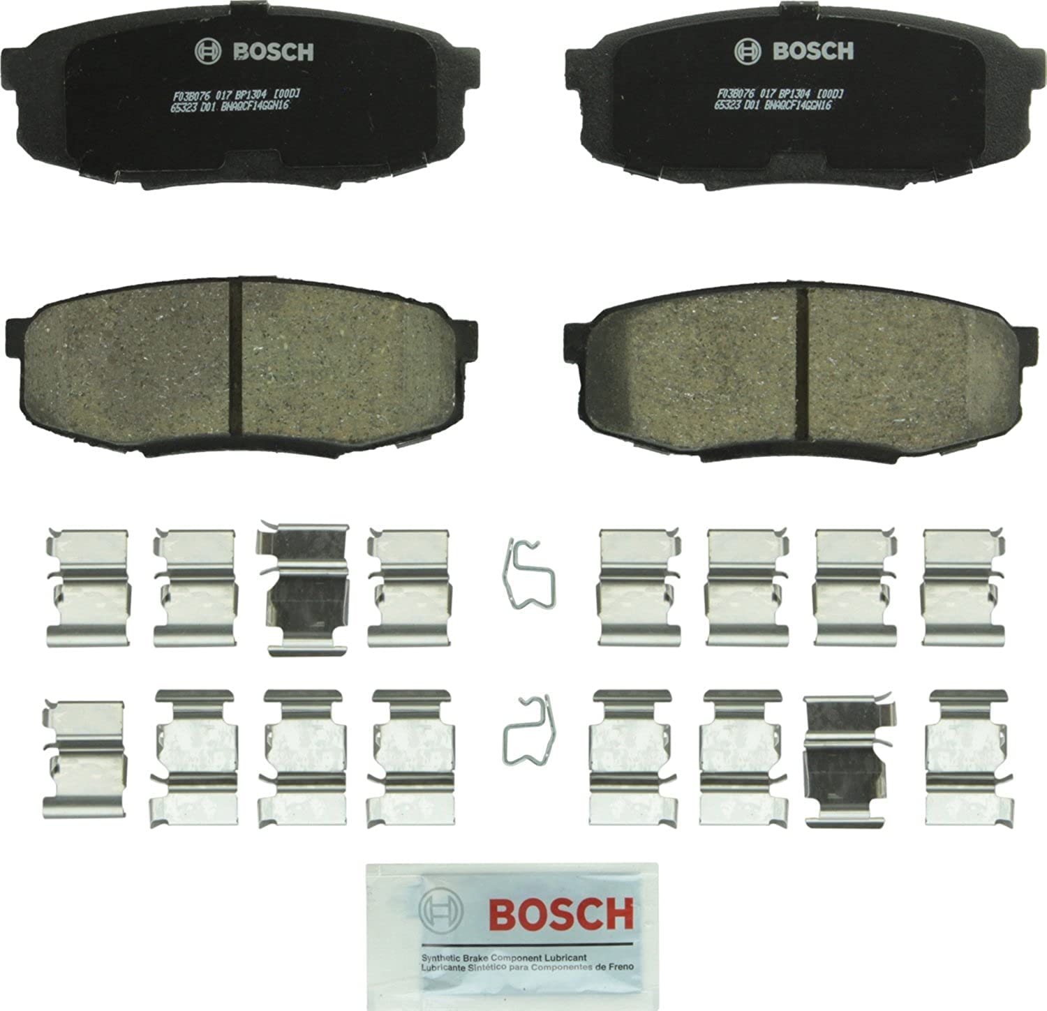 BOSCH BC1304 QuietCast Premium Ceramic Disc Brake Pad Set - Compatible with Select Lexus LX570; Toyota Land Cruiser, Sequoia, Tundra; REAR