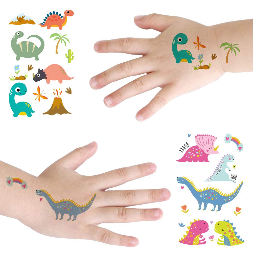 Fanoshon Dinosaur Tattoos Temporary for Kids Boys Girls Birthday Party Favors, 120+ Children Cool Dino Face Paint Tattoos in Bulk T-Rex Body Decoration Christmas Stocking Stuffers