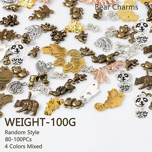 stino 100g Metal Flower Connector Charms for Jewelry Making, Bulk Silver & Gold Charms for Braclet Necklace Crafts (Flower-2 Hole Mixed Color)