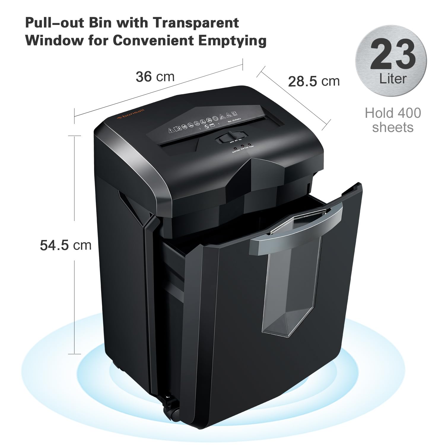 Bonsaii Paper Shredder, 18-Sheet 60-Minutes Shredder for Office Heavy Duty Cross-Cut Shredder with 6 Gallon Pullout Basket & 4 Casters(C149-C)