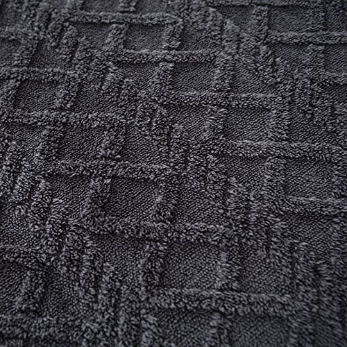 DaysU Sherpa Fleece Blanket, Throw Blanket for Couch, Sofa, Bed, Lightweight Soft Cozy Warm Fuzzy Blankets for Camping, Picnic, Travel, Grey Jacquard, 50” x 60”