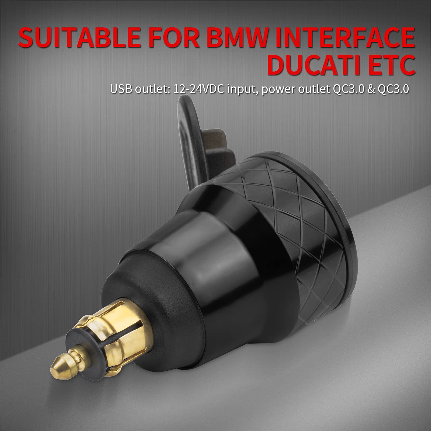 DaierTek DIN Hella Plug to Dual USB Charger Adapter for BMW Triumph Tiger Ducati Motorcycle Quick Charge QC 3.0 Powerlet Waterproof with Blue LED Voltmeter