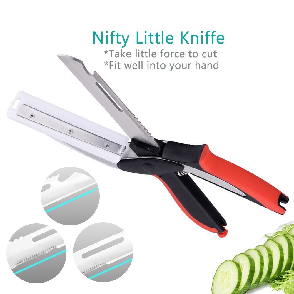 Vegetable Scissors,Food Cutter Choppers Meat Scissors Kitchen Shears,Quick Vegetable Slicer with Cutting Board Knife Kitchen Must Haves Chopping Scissors for Kitchen