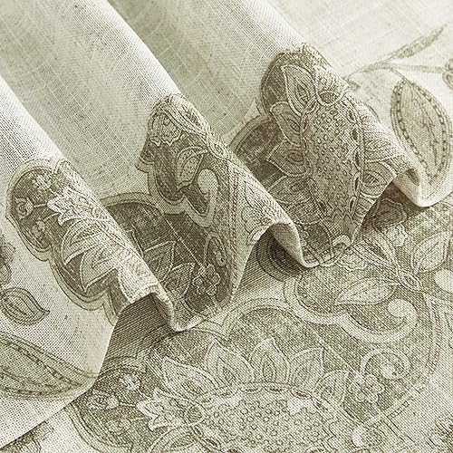 Central Park Linen Grommet Semi Sheer Curtain Panel 90 Inches Long for Living Room, Flax Linen Blended Farmhouse Rustic Light Filtering Window Treatment Drape for Bedroom, Pink, 58" Wx90 Lx2