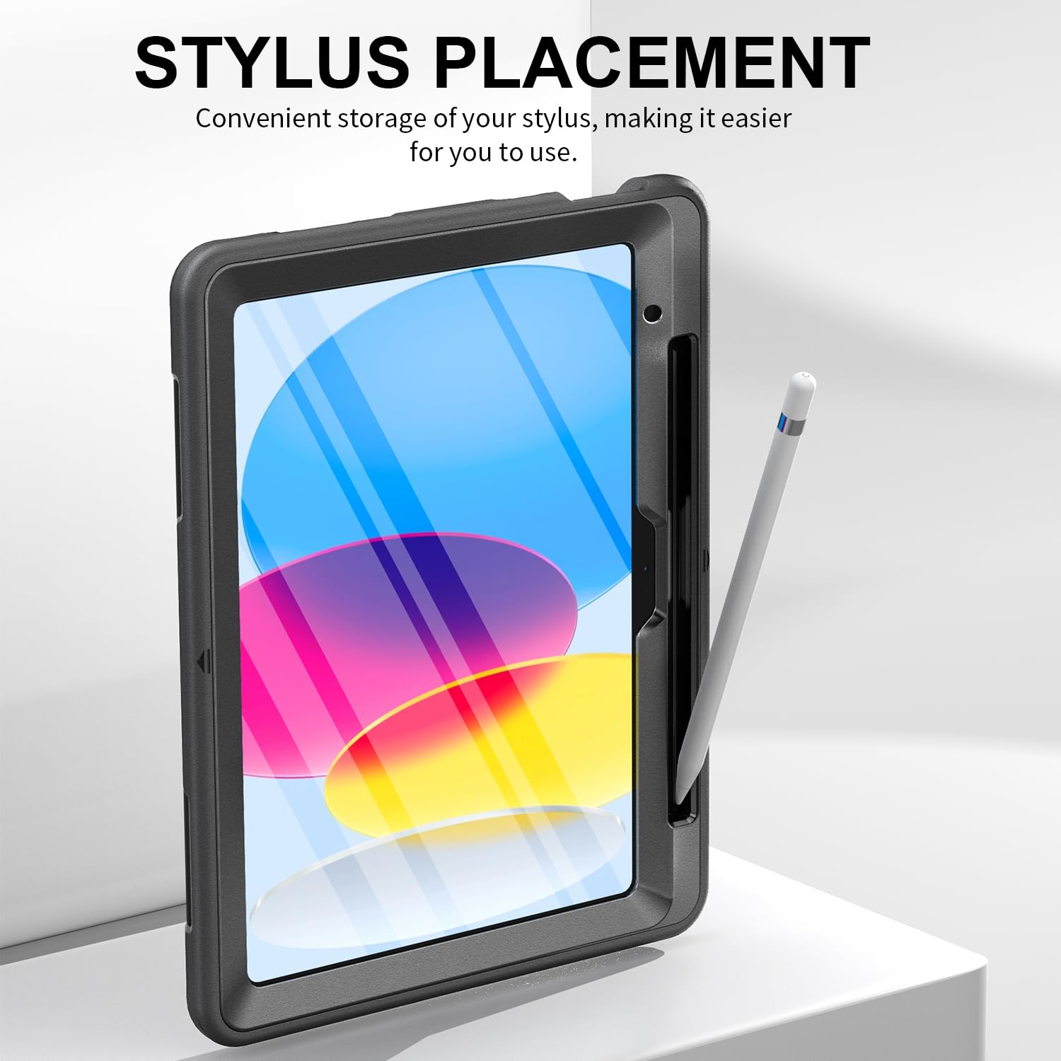 Case for iPad 10th Generation 2022:Miesherk Stock Military Grade Shockproof Rugged Case for iPad 10th Gen 10.9'' W/Screen Protector,Rotate Stand,Handle,Shoulder Strap,Pen Holder (Black)