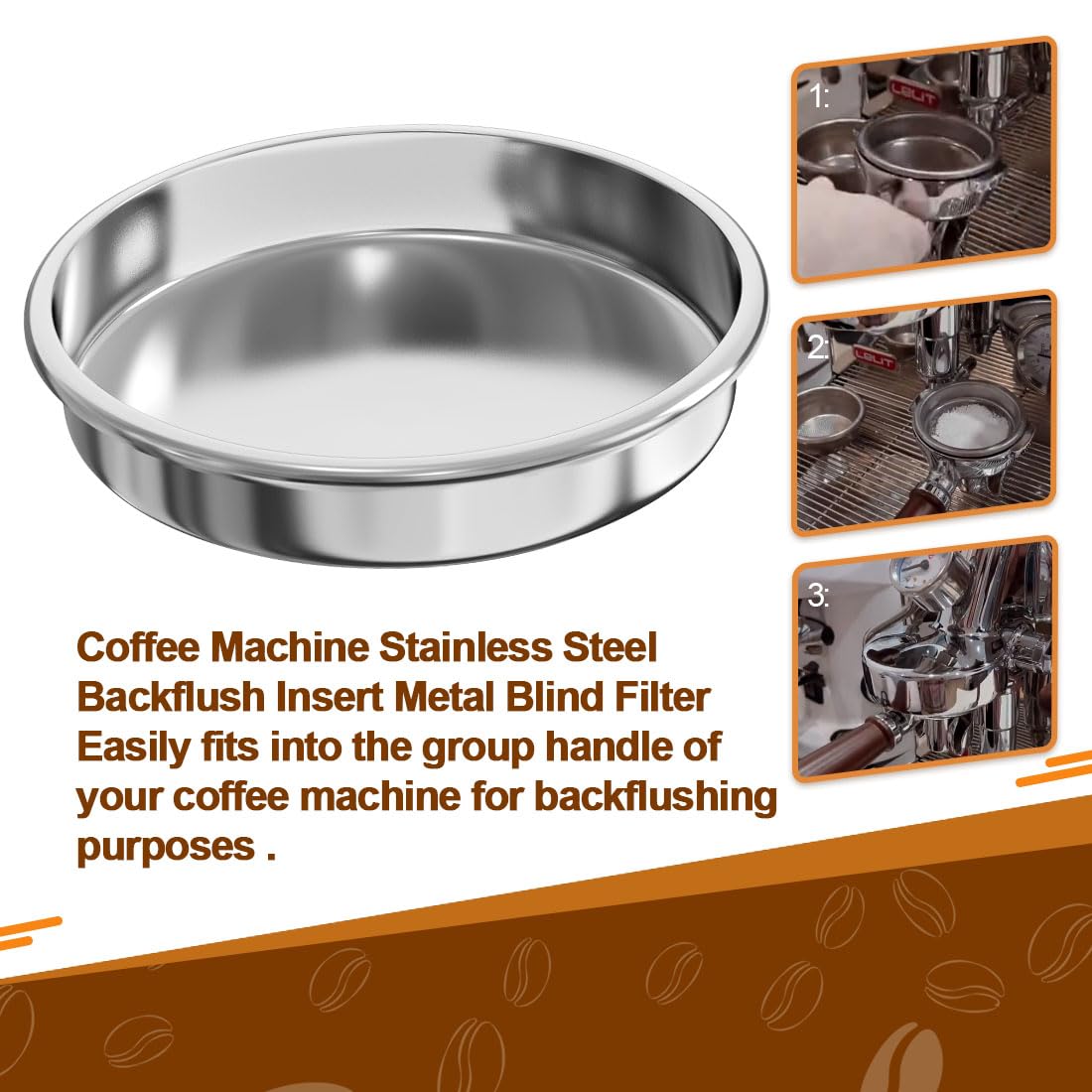 22.8 Inches Backflush Inser, Backflush Filter Espresso, Coffee Machine Stainless Steel Backflush Insert Backflush Filter for Breville Gaggia Classic and other Espresso Machines Espresso Cleaning Disc