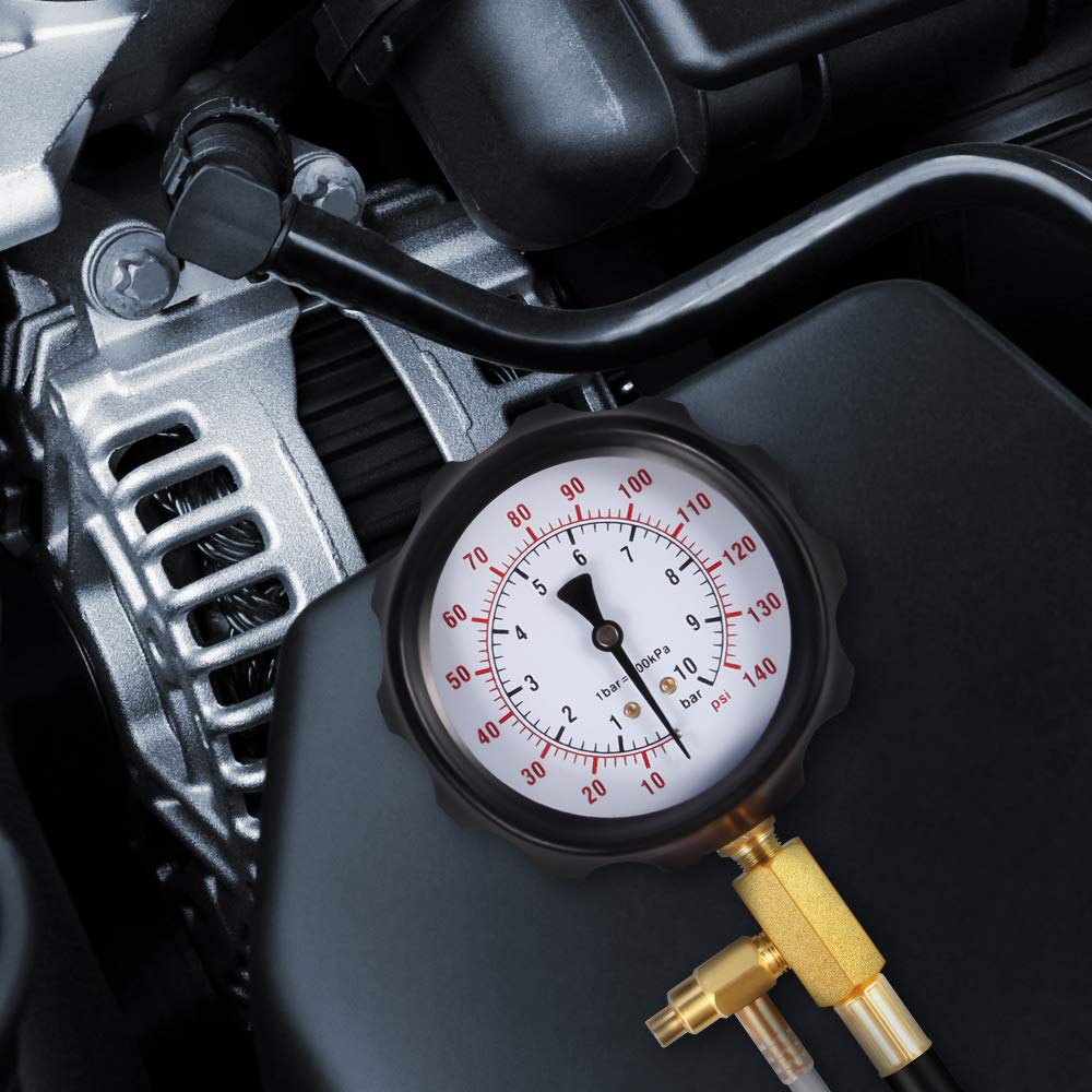 BETOOLL 0-140PSI Fuel Injector Injection Pump Pressure Tester Gauge Kit Car Tools (Master)