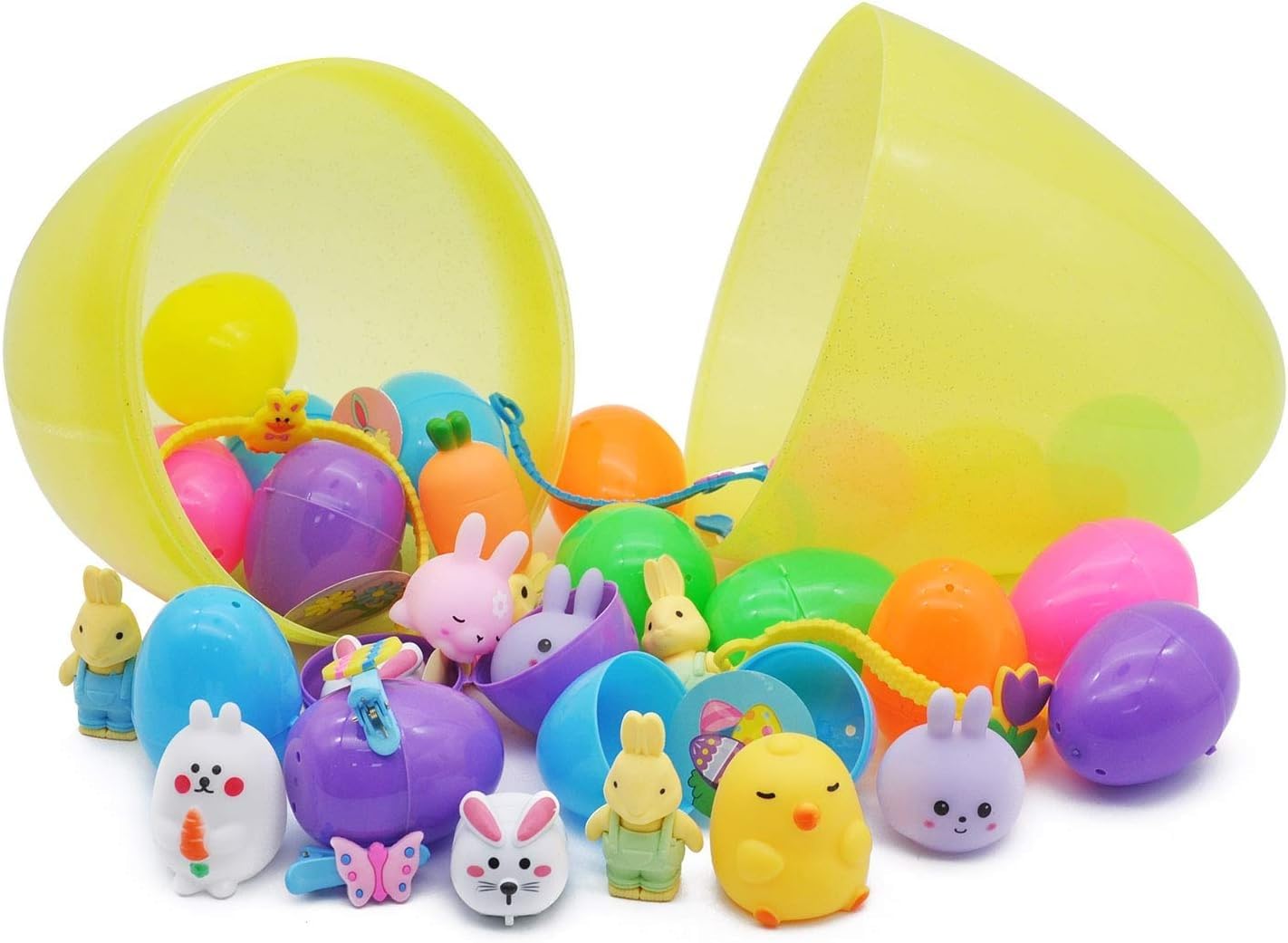 JOYIN 12 Pcs Prefilled Easter Eggs with Construction Vehicles Building Blocks for Basket Stuffers, Kids Easter Party Favors, Egg Hunt, Classroom Gift Exchange