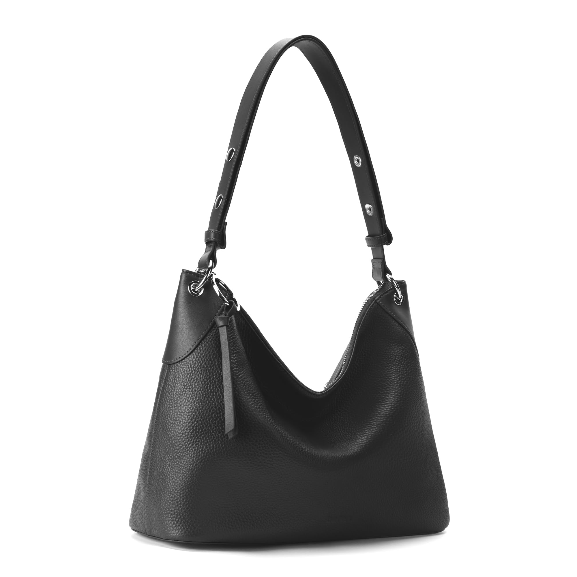 befen Genuine Leather Hobo Crossbody Bags for Women, Black Soft Real Leather Hnadbags Womens Crossbody Purse Shoulder Bag Everyday Hobo Bags with Adjustable Strap & Tassel for Work& Daily & Travel