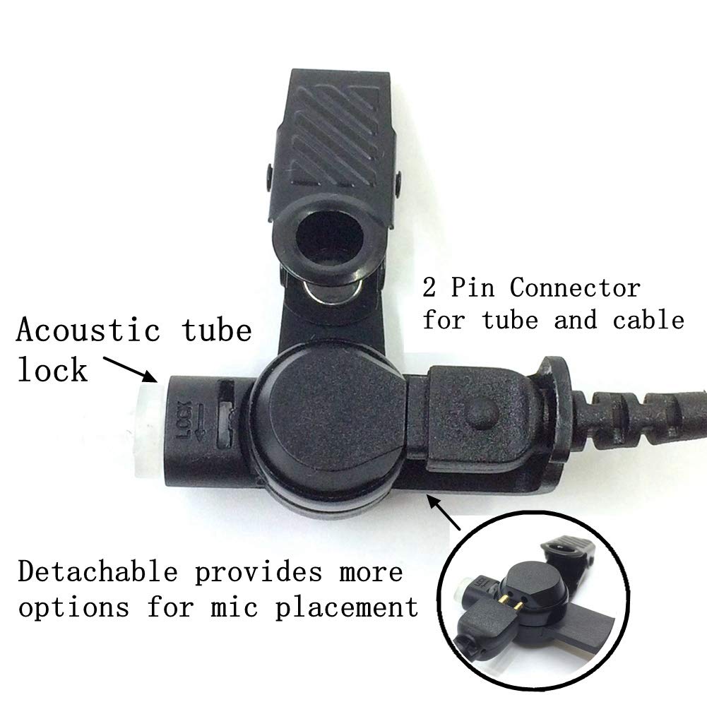 KCTIN Earpieces for Motorola Walkie Talkies with Mic 2 Pin Acoustic Tube Headset and PPT for CP200 GP2000 XU1100 PRO1150 MU12 (2 Pack)