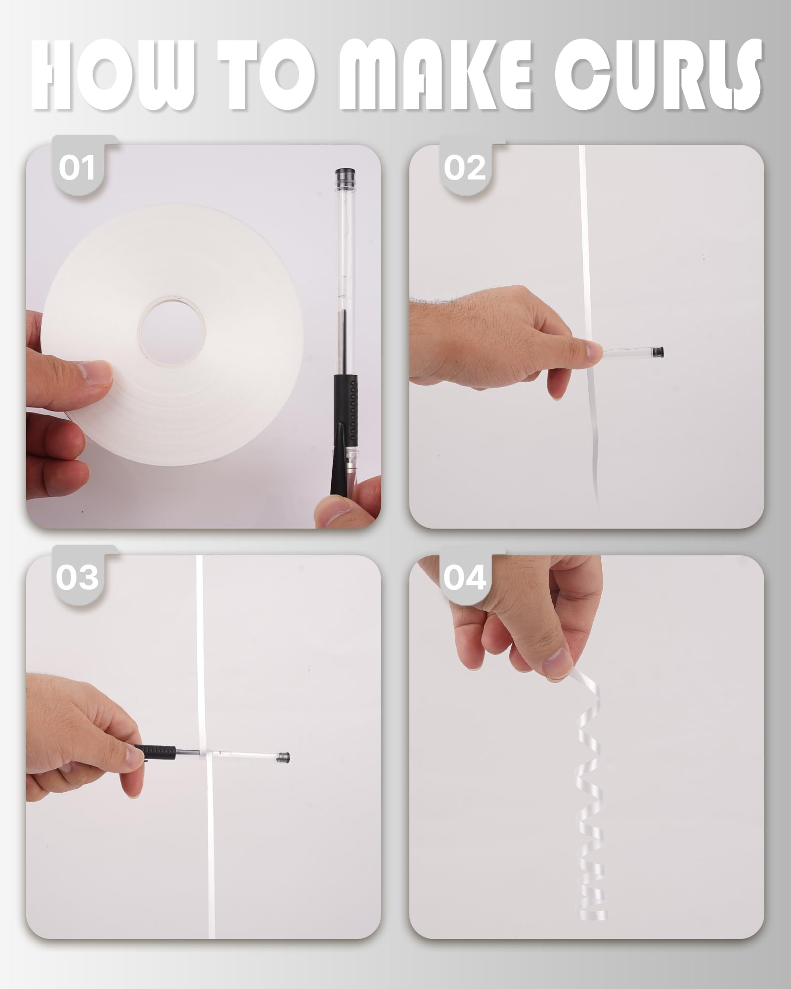 PartyWoo White Ribbon - 600 Yards Curling Ribbon for Balloons, Balloon String, Crafting, Wedding, Florist (6 Rolls, 100 Yards/Roll)