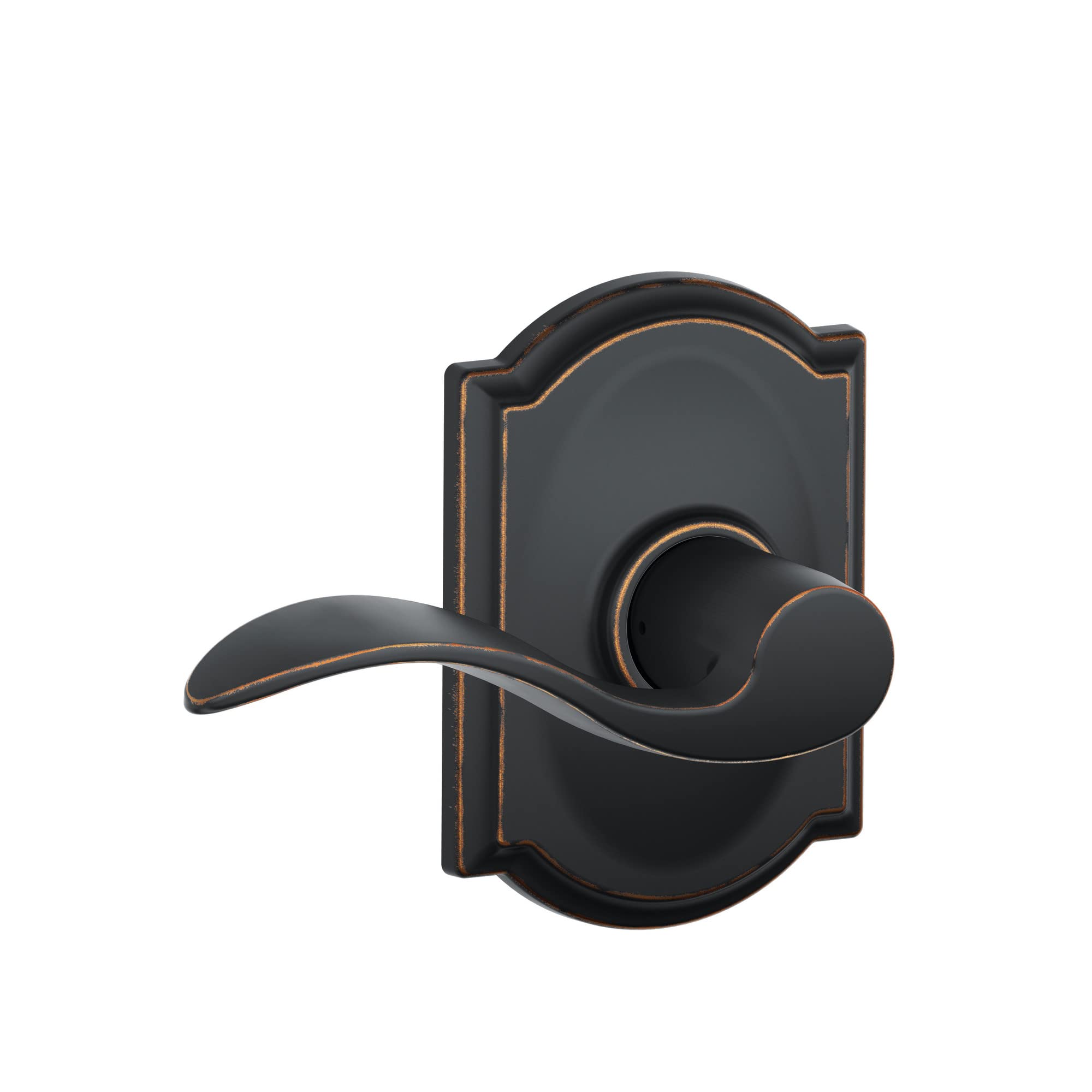Schlage F10 ACC 716 CAM Accent Door Lever with Camelot Trim, Hall & Closet Passage Lock, Aged Bronze