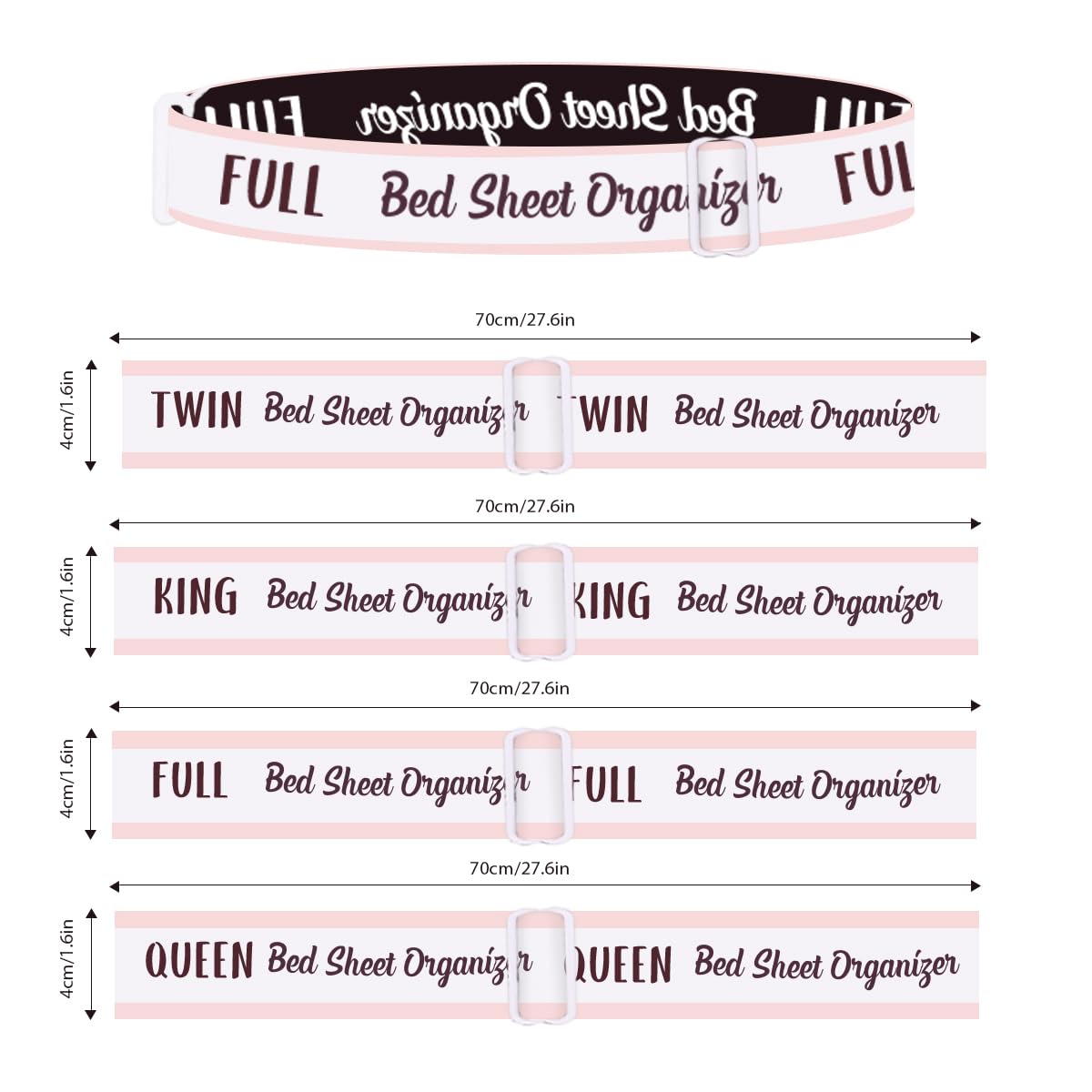 kgalvgcy Upgraded Bed Sheet Organizer Bands 4pcs, Adjustable Bed Sheet Organizers and Storage Label Bands, Elastic Linen Labels for Bed Sheet Sets (King, Queen, Twin, Full)