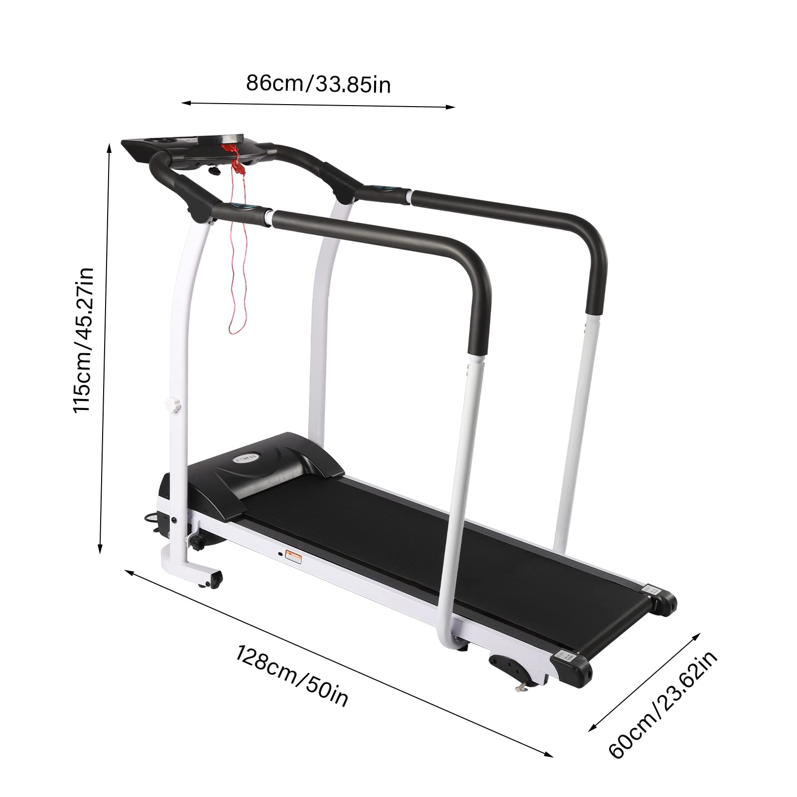 YIPONYT Foldable Treadmill, Recovery Fitness Walking Treadmill with Full Length Handrails, Heart Rate Measurement, Walking Tread Pad, Home Elderly Walking Pad Machine for Home/Gym