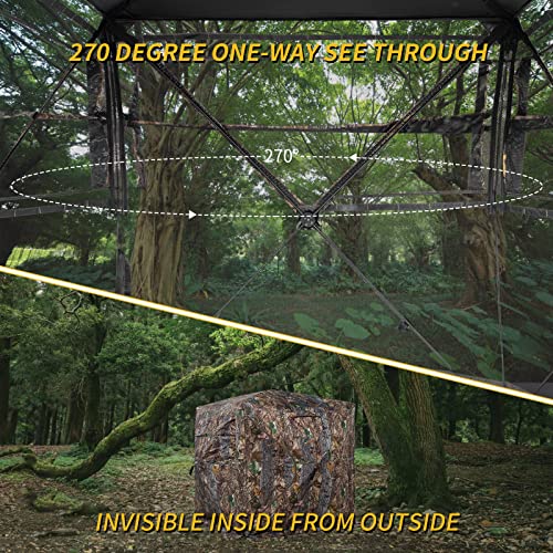 FUNHORUN Hunting Blind 270 Degree See Through Ground Blind for Deer Hunting, 2-3 Person Pop-up Hunting Deer Blind, Portable Hunting Blind for Deer Hunting Turkey Hunting...