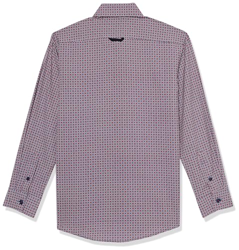 Isaac Mizrahi Boys' 4 Way Stretch Circle Pattern Button Down Shirt, Green