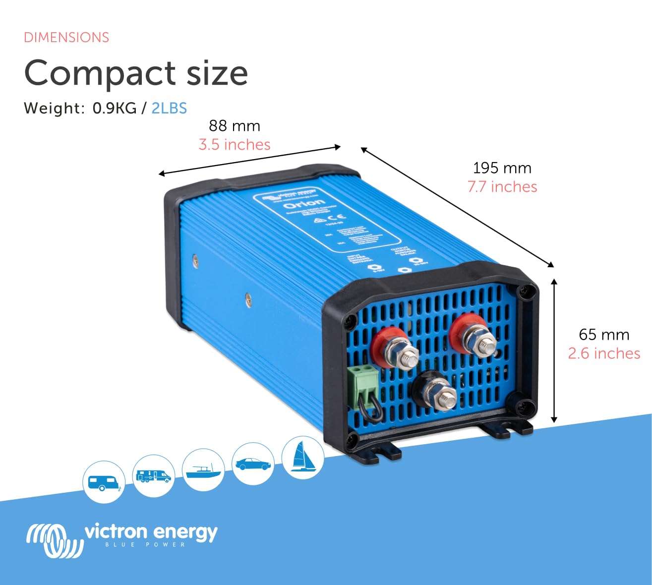 Victron Energy Orion 12/24-Volt 20 amp DC-DC Converter Non-Isolated, High Power