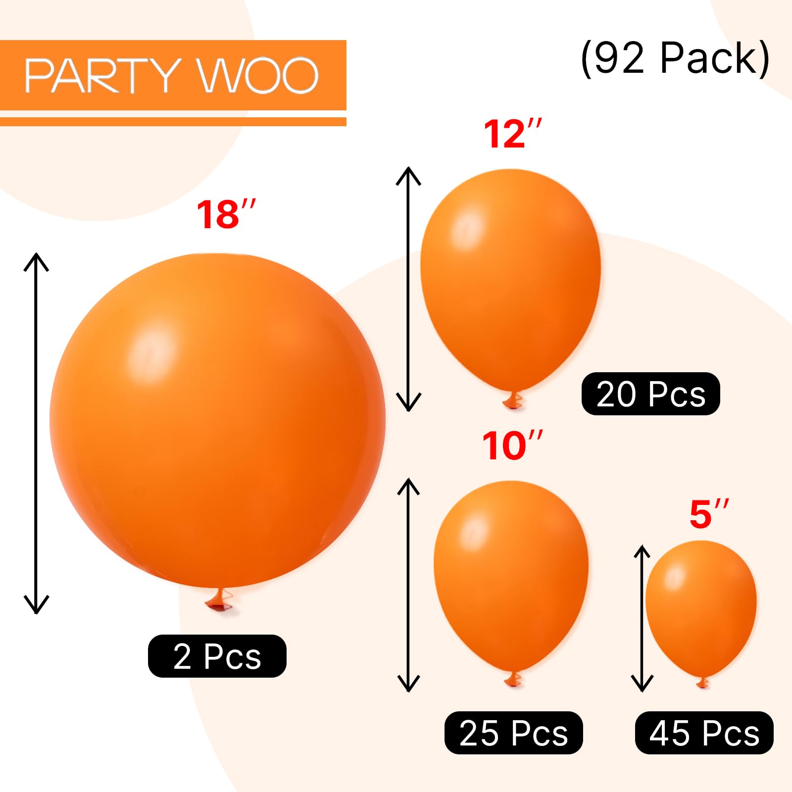 PartyWoo Balloons 90 pcs Different Sizes of 18 12 10 5 Inch Orange Fall Balloon Arch Kit Garland for Thanksgiving Halloween Little Cutie Baby Shower Birthday Party Decorations Orange-Y9
