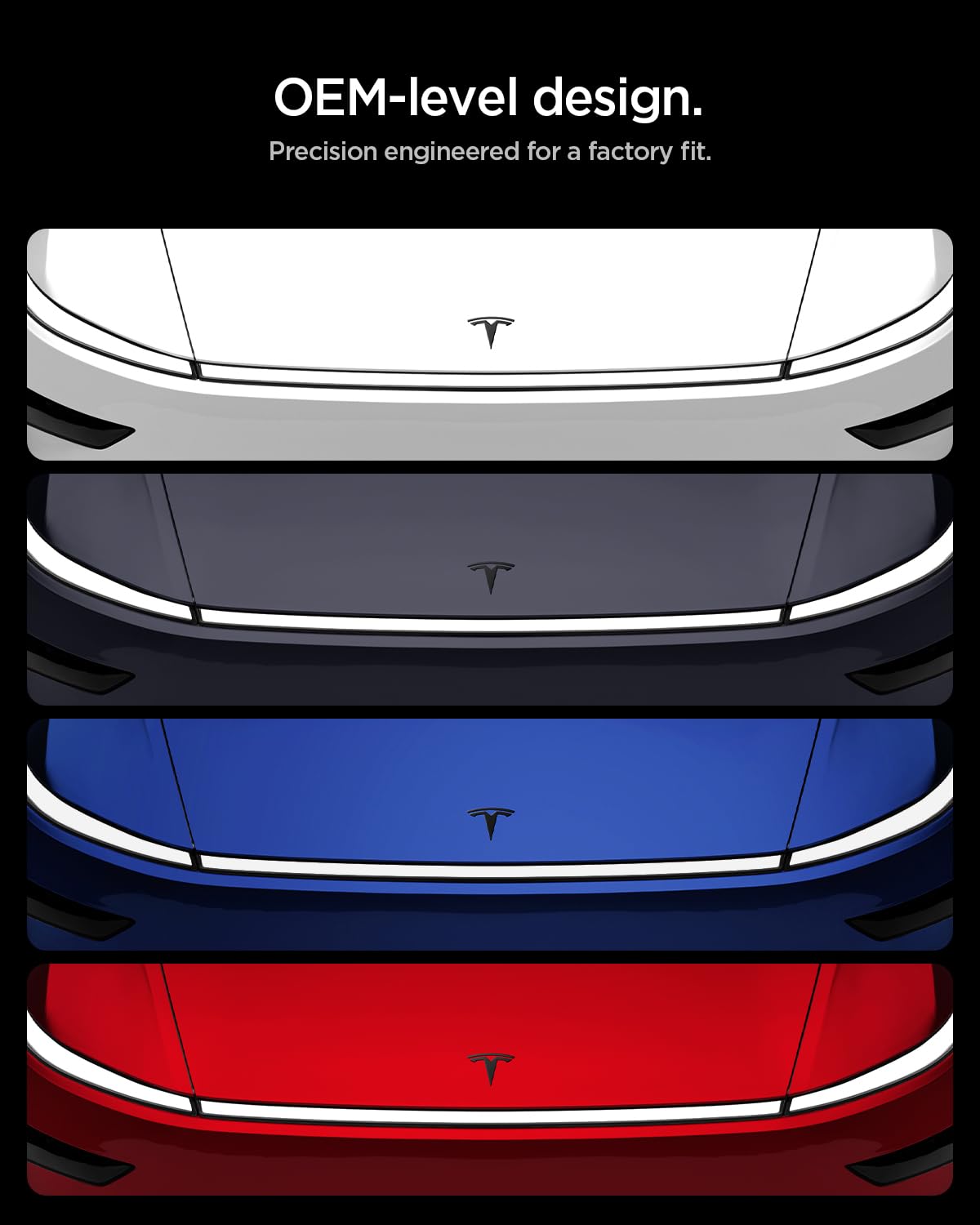 Spigen Front Emblem Badge Hood Ornament (Car Wash Safe, Ultra-Strong Adhesion Logo) Designed for 2025, 2026 Tesla Model Y Premium & Performance