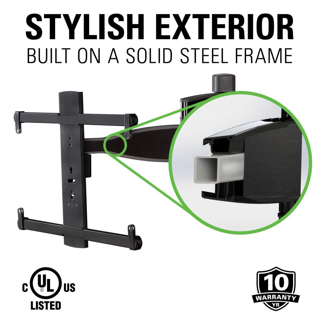 Sanus Premium Full Motion TV Wall Mount for 32" - 55" TVs - Stainless Steel Finish with FluidMotion Design for Smooth Extension, Tilt,