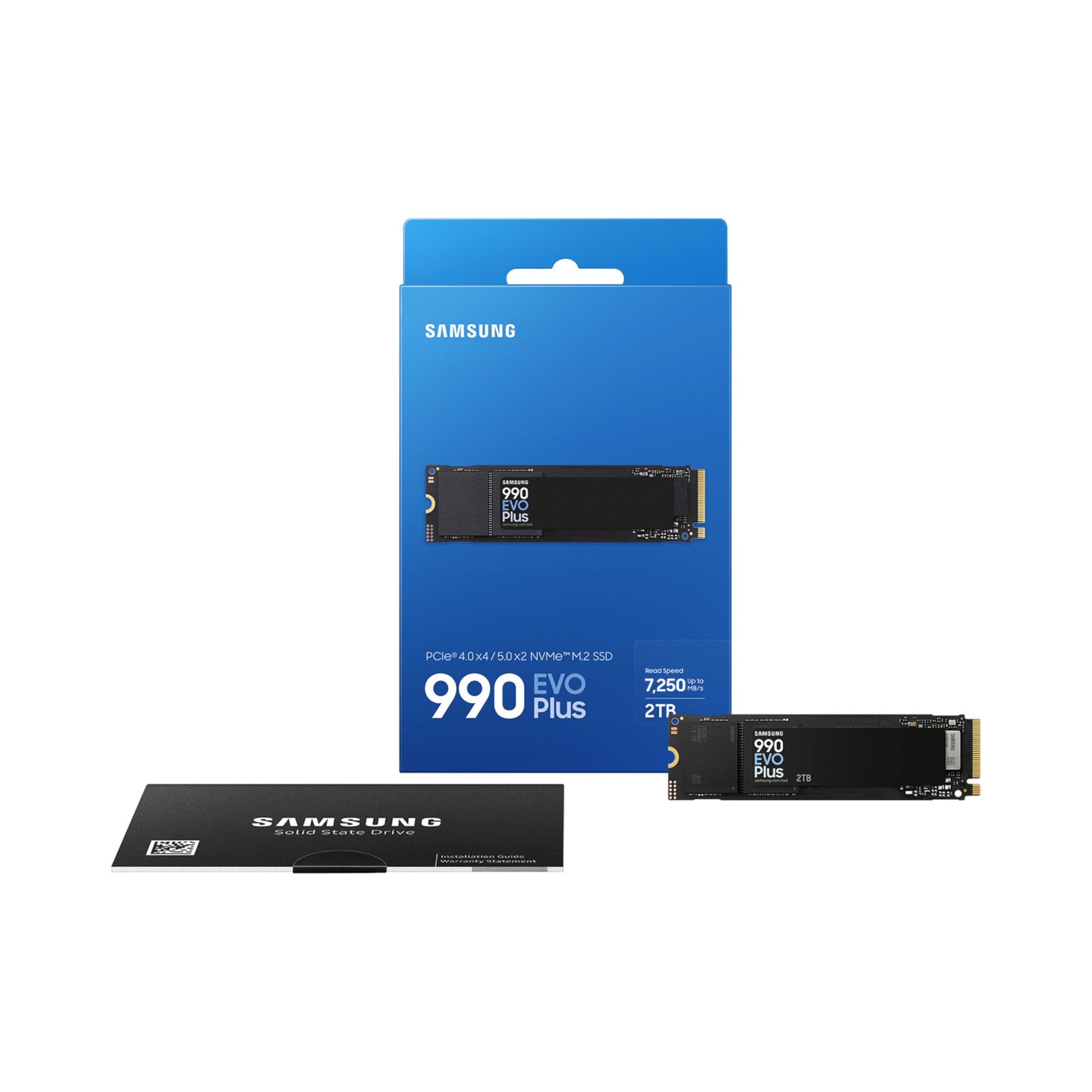 Samsung 990 EVO Plus SSD 2TB, PCIe Gen 4x4, Gen 5x2 M.2 2280, Speeds Up-to 7,250 MB/s, Upgrade Storage for PC/Laptops, HMB Technology and Intelligent Turbowrite 2.0, (MZ-V9S2T0B/AM)