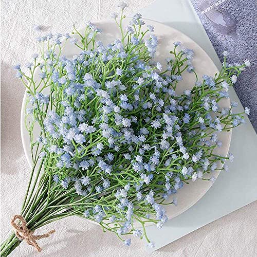 LYLYFAN Babys Breath Artificial Flowers,12 Pcs Gypsophila Real Touch Flowers for Wedding Party Home Garden Decoration Blue