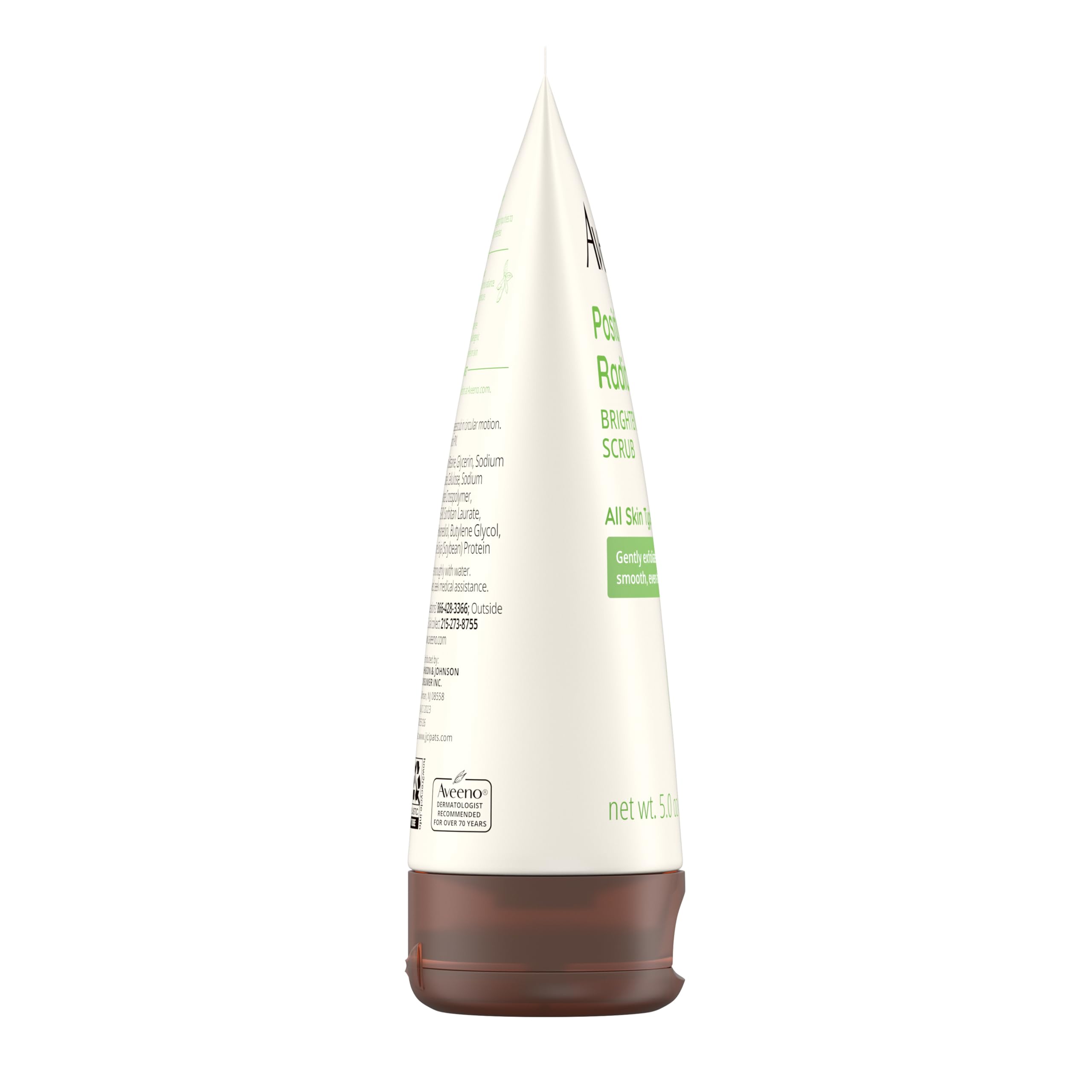 Aveeno Positively Radiant Exfoliating Facial Scrub, Brightening Face Scrub with Soy Extract to Visibly Improve Skin Tone and Texture, Oil-Free, Soap-Free, Hypoallergenic Formula, 5 FL OZ