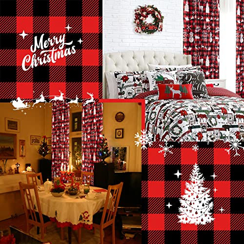 PANELSBURG Christmas Kitchen Window Curtains Over Sink,Red 45 Inch Length Cute Buffalo Plaid Cafe Blackout Short Curtains for Small Bathroom Window Living Room,Cortinas de Navidad Cocina para Sala