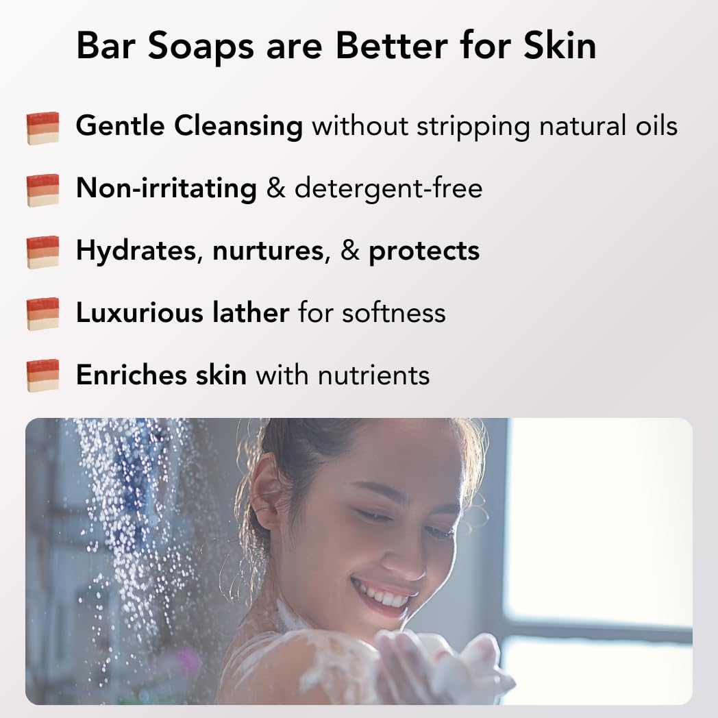 Sumbody Heavenly Hydration Handmade Bar Soaps for Face and Body, Moisturizing for Dry Skin Relief, Premium Essential Oils, Luxurious Lather, Gift Set, 6 Pack