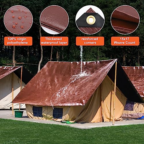 Winpull Tarp 6x8FT, 16 Mil Heavy Duty Large Tarps, Waterproof Tarp with Brass Grommets and Reinforced Edges, UV Resistant, Tear&Fade Resistant Poly Tarp for Outdoor Camping Pool Car Tent
