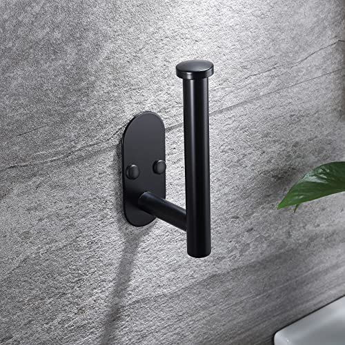 YIGII Adhesive Toilet Paper Holder - Self Adhesive Black Toilet Paper Roll Holder Wall Mount for Bathroom and Kitchen, SUS-304 Stainless Steel