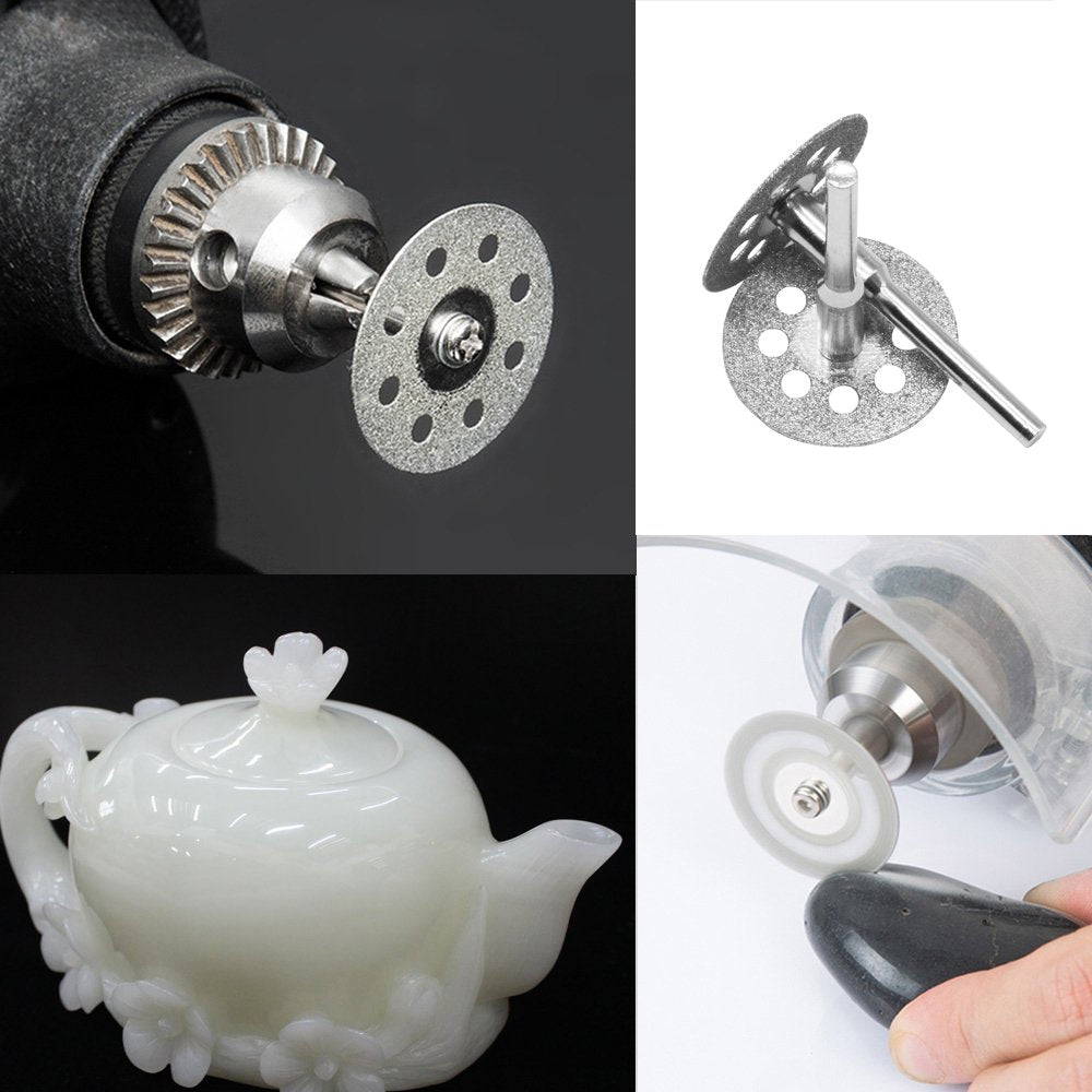 545 Diamond Cutting Wheel (22mm) 20pcs with 402 Mandrel (3mm) 4pcs and Screwdriver for Rotary Tools