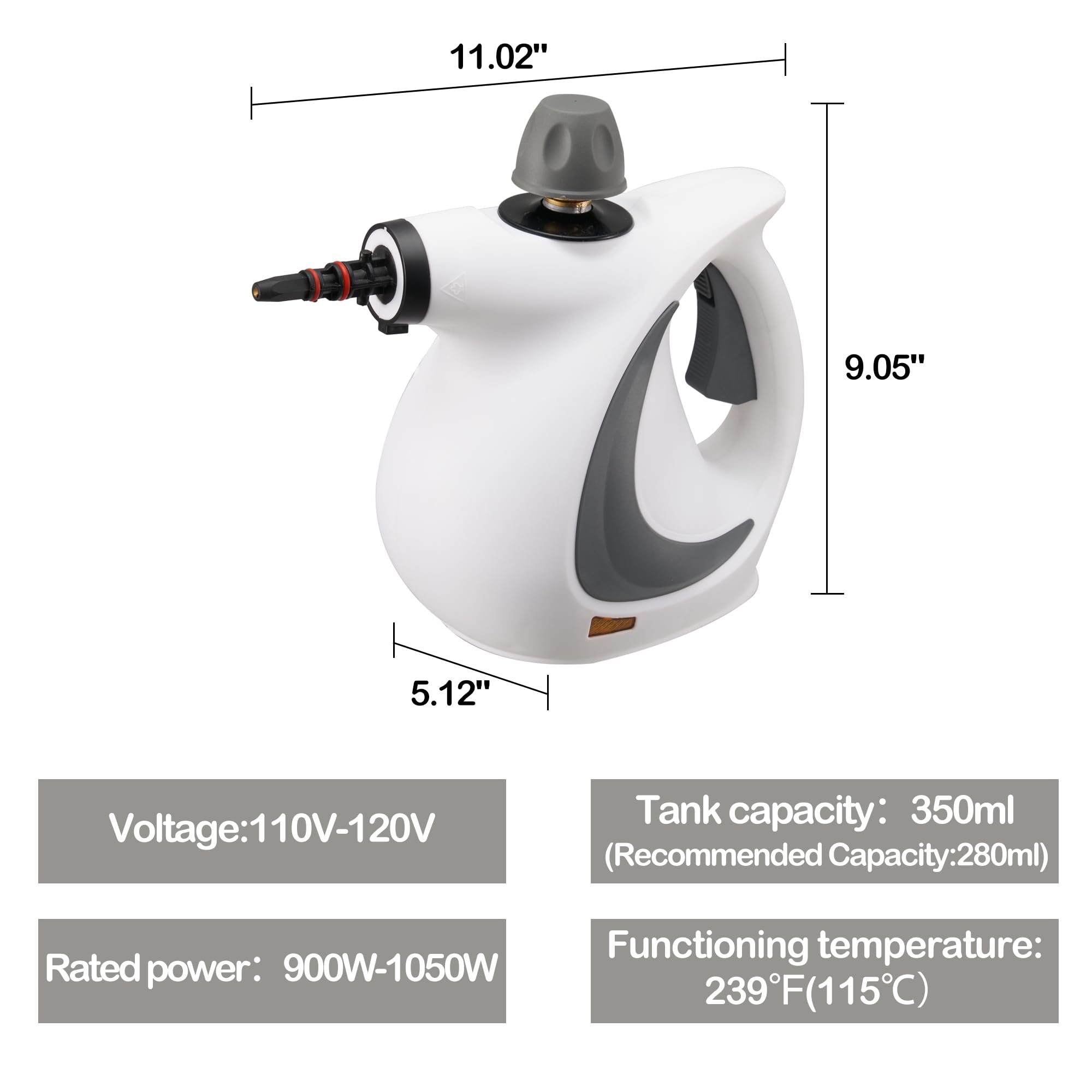 Handheld Steam Cleaner, Portable Pressurized Steamer 11-Piece Accessory Set, Perfect for Stain Removal, Curtains, Car Seats, Floor, Window Cleaning