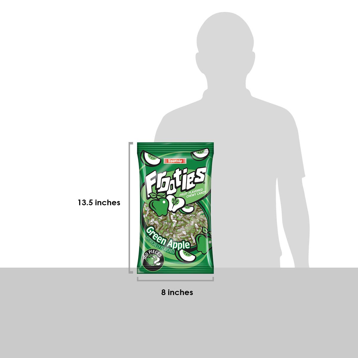 Green Apple Tootsie Roll Frooties Chewy Candy - 38.8 OZ 360-piece Bag (Gluten Free ~ Peanut Free)