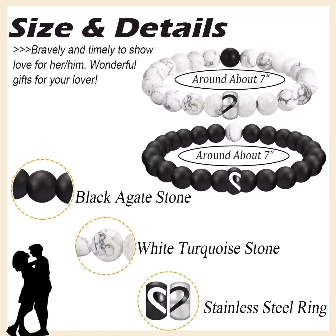 OAVOOK Gifts for Girlfriend Matching Couples Bracelets Long Distance Friendship Bracelet Birthday Gifts for Girlfriend Anniversary, Christmas Gifts for Women, Gf