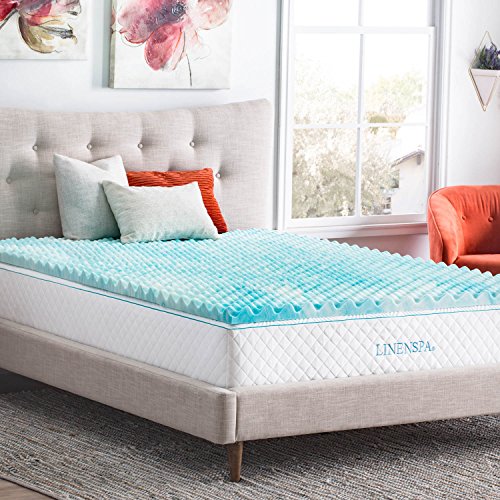 Linenspa 3 Inch Gel Swirl Convoluted Memory Foam Topper +Cover – Improved Airflow –Machine Washable-Cover, Twin XL