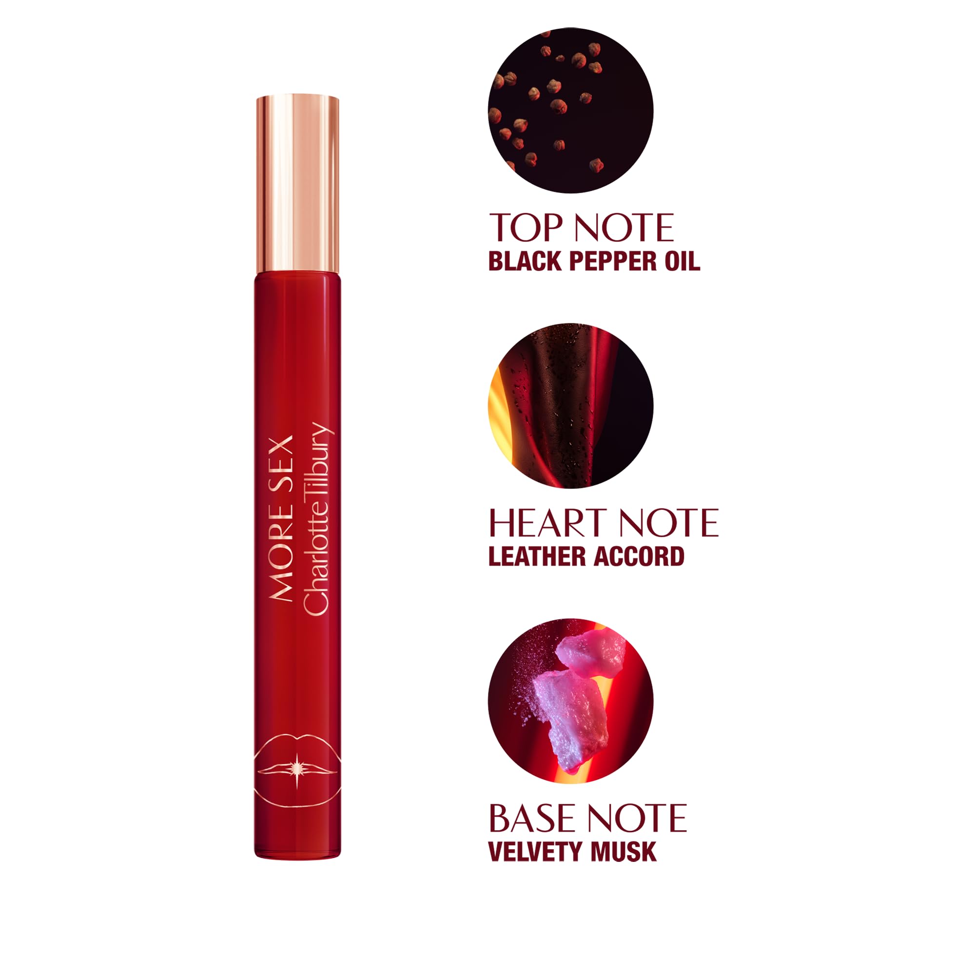 Charlotte Tilbury More Sex Eau De Parfum - Emotion-Boosting Sandalwood Perfume Enriched with Naturally-Derived Oils - Long-Lasting Scent with Notes of Black Pepper, Velvety Musk & Ambery Wood (10ml)