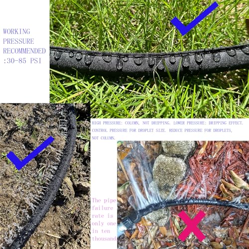 Secbulk 2024 Flat Soaker Hose 10 ft with Stakes for Garden, 10ft Linkable Drip Hose Diy Automates Garden Irrigation System Saving 80% Water, Dual-layer Leak-free Design Water Hose with Holes